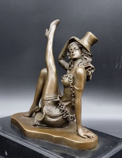 Cabaret Performer - Bronze, Marble, Signed