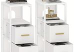 Set of 2 White Bedside Tables with 2 fabric drawers