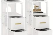 Set of 2 White Bedside Tables with 2 fabric drawers