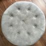 Grey Velvet Round Tufted Poof / Footstool Image 3