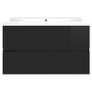 Sink Cabinet with Built-in Basin High Gloss Black Chipboard Image 7