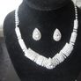 Silver Crystal Bride's Neck Piece and Earrings Image 7