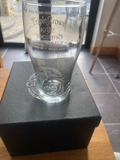Vintage 1982 IRFU Triple Crown Commerative Glass