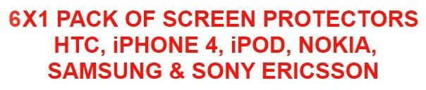 6x1 Pack Screen Protector For Blackberry, Htc, Iphone, Ipod, Nokia, Samsung & Sony Ericsson