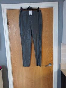 H&M Faux Leather Grey Trousers.  S.14.  B.N.W.T
