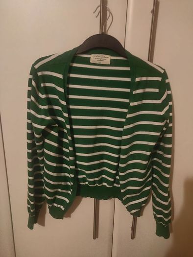 Atmosphere Green Cardigan with White Stripes