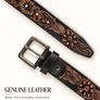 Unisex Genuine Leather Tooled Belt Vintage Floral Western Leather Belt Image 9