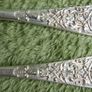 Antique 1800s Silver Plated Very Decorative Floral Silver Plate Butter Knifes Image 4