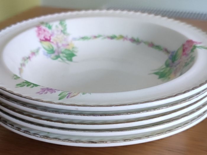 Vintage Portland Pottery Cobridge desert bowls Date Stamped 1956 Floral Scalloped