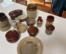 18 Pieces- Vintage Earthenware Glazed Pottery Pieces- Pearson's of Chesterfield, Moira Pottery , Emile Henry - French Designer- all in great condition