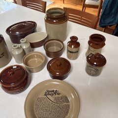 18 Pieces- Vintage Earthenware Glazed Pottery Pieces- Pearson's of Chesterfield, Moira Pottery , Emile Henry - French Designer- all in great condition