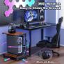 Height Adjustable Computer Tower Stand with 2-Tier ATX-Case Cart, Floor Standing Computer stand, With Storage Space, locking casters, fits most computers (Dark Brown, W44 x D30 x H44-59.5cm) Image 3