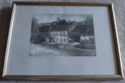 Vintage Hans Weber Signed Etching on Silk - Franz Schubert Landmark