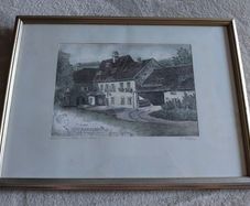 Vintage Hans Weber Signed Etching on Silk - Franz Schubert Landmark