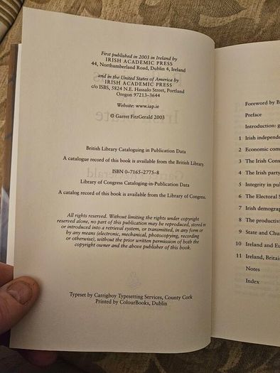Reflections On The Irish State. By Garret Fitzgerald First Edition Hardback With Dustjacket In Very Good Condition.  See Photos For Same.