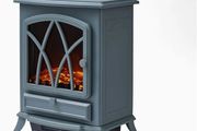 WL46018G Stirling Portable Electric Fire Stove Heater with Realistic LED Flame Effect, Adjustable Thermostat, Overheat Protection, 2000W, Grey