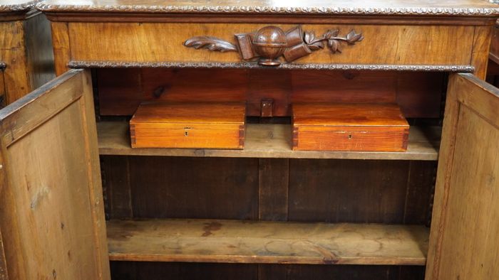 Pair of Antique Carved Walnut Cabinets