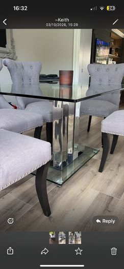 Glass and chrome dining table