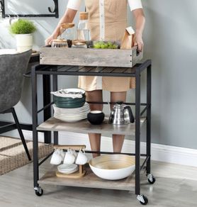 New Kitchen Trolley Serving Cart (Greige) - FREE P&P