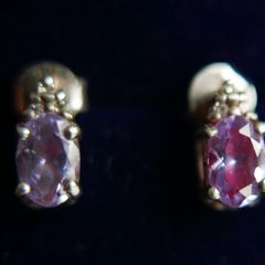 Beautiful Purple Amethyst Sterling Silver 925 Vintage Earrings
