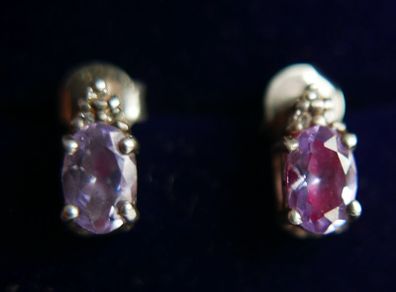 Beautiful Purple Amethyst Sterling Silver 925 Vintage Earrings