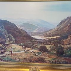 Pair of Huge Vintage Framed Artworks (105x75cm) - Matching Luxury Frames