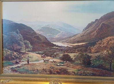 Pair of Huge Vintage Framed Artworks (105x75cm) - Matching Luxury Frames