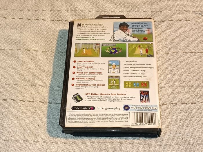 Brian Lara Cricket 96 Complete Top Sega Mega Drive  For Sale Here