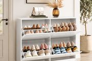 Space Saving Shoe Cabinet Holds Up to 28 Pairs