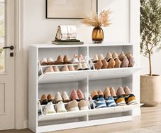 Space Saving Shoe Cabinet Holds Up to 28 Pairs