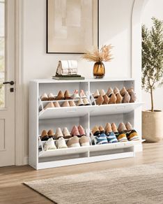 Space Saving Shoe Cabinet Holds Up to 28 Pairs