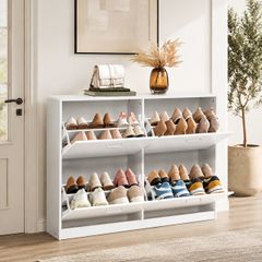 Space Saving Shoe Cabinet Holds Up to 28 Pairs