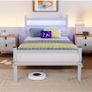 Single Bed Frame with Headboard & LED Lights,Heavy Duty Metal Platform Bed Frame with Charging Station Image 10