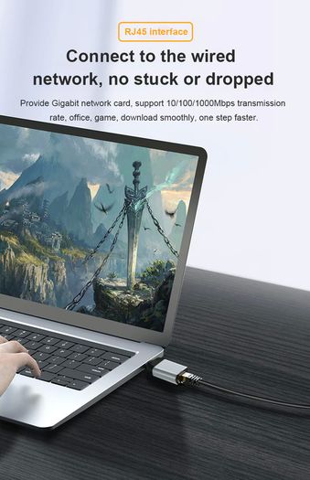 USB-C Compact External Gigabit (1000Mbps) Ethernet/Network Card Adapter Gold-Plated/Aluminum-Alloy Adapter (Brand New/Warranty)