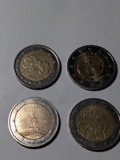 4 x Collectable 2 Euro coins.
