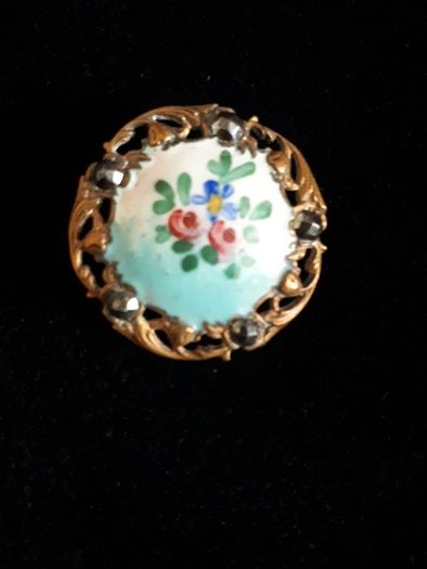 antique enamel button