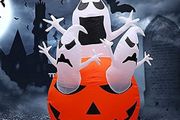 Halloween Inflatables, Yideng 1.5m/4.9Ft Tall Pumpkin Chost Decorations with LED Lights Giant Halloween Inflatable Pumpkin Outdoor Indoor Holiday Decor for Yard Patio Garden Lawn Party Decoration