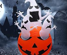 Halloween Inflatables, Yideng 1.5m/4.9Ft Tall Pumpkin Chost Decorations with LED Lights Giant Halloween Inflatable Pumpkin Outdoor Indoor Holiday Decor for Yard Patio Garden Lawn Party Decoration