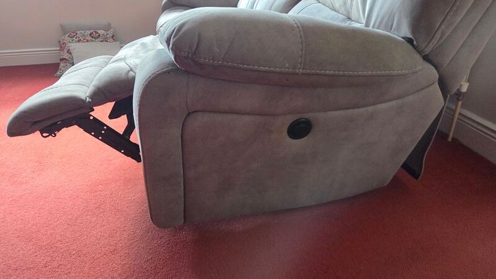 3-Seater Electric Reclining Sofa  Grey Fabric  Excellent Condition