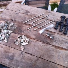 Assortment of cabinet hinges, handles, feet and fittings