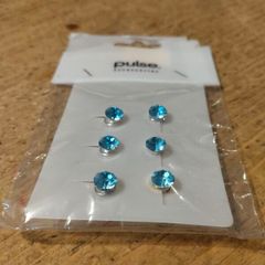 Pulse Accessories blue crystal stud earrings, featuring a round, faceted design. New with tags