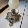 Vintage Midcentury Small marble Table lamp with cloth shade Image 4