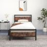 3ft Single Bed Frame with Wooden Headboard, Brown Heavy Duty Steel Support, No Box Spring Needed, Noise Free,Easy Assembly Image 8