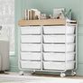 Rolling-Utility-Storage-Trolley-Cart-Craft-Organizer on Wheels with 10 Drawers & DIY Label Slot for Home, Office,Classroom, Make Up, 10 Drawers Art Supply Organizers, Craft Trolley, White Image 5