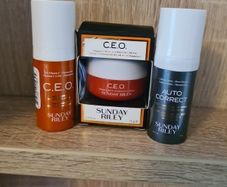 Sunday Riley Autocorrect Brightening And Depuffing Eye Contour Cream 8ml  15% Vitamin C Brightening Serum 8ml. Ceo Vitamin C Rich Hydrating Cream  15g
