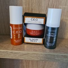 Sunday Riley Autocorrect Brightening And Depuffing Eye Contour Cream 8ml  15% Vitamin C Brightening Serum 8ml. Ceo Vitamin C Rich Hydrating Cream  15g