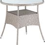 Polyrattan Side Table / Garden Table with Frosted Glass Table Top - 60-80 cm, Choice of Colours, 60cm, Grey / Beige Image 3