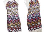 Women Printed Backless Tassel Hem Sleeveless Vintage Bikini Cover Up Beach Dress