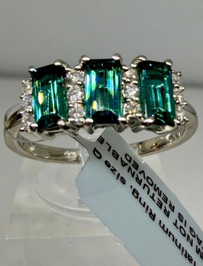 Platinum Diamond 950 Platinum AAA Mutuca Indicolite (Green Tournalines) & Diamond