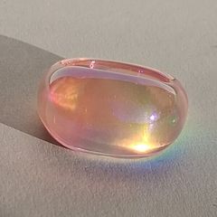 Champagne Pink Pearly Iridescent Resin Ring